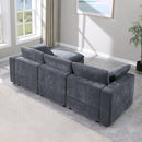 Modular Sectional Sofa, Convertible Sofa Couch, Modular Sectionals with Ottomans, 4Seat Sofa Couch with Reversible Chaise for Living Room. Chenille Grey