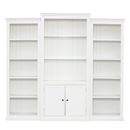 Retro Style 3-Piece Bookcase Display Cabinet with Adjustable LED Lighting, Tempered Glass Shelves, White