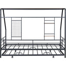 Twin Size Metal House Bed with Trundle, Black