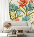 Blue and Red Tulips Wallpaper