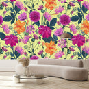 Brightly Pink and Orange Flowers Wallpaper