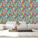 Blue Wallpaper with Tulips
