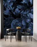 Modish Dark Blue Flowers Wallpaper