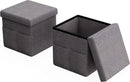 Gray 15 Inch Collapsible Storage Ottomans Compartments