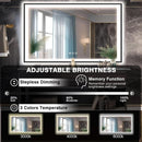 60X40 Matte Black LED Bathroom Mirror With Dimmable Lights