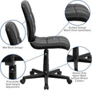 Clayton Mid Back Tufted Vinyl Office Chair Black Swivel