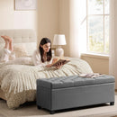 47.2 Inch Storage Ottoman Bench Light Grey Upgraded
