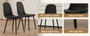 Table and chair set.79'x31.5' with X-shaped Black Metal Table Legs,Wood Grain Textured MDF Crossbeam.Paired With 8 Modern Mid-Century Style Upholstered Side Black PU Chairs.