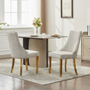 Rayon Cloth Flocking Chenille Dining Chairs Channel Kitchen Dinner Chair Comfy  Fabric Upholstered Accent Chair for Dining Room with Golden Stainless Steel Plating Legs,Set of 2 (Beige), SW1647BG