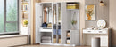 4-Door Wardrobe with Shelves, Drawers, and Full-Length Mirror, White