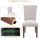 Parsons Dining Chairs Beige Upholstered Nailhead Set of 4