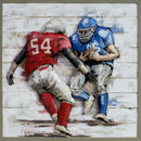 Football Players 3D Wall Art Decor Metal Cutout Painting on Wood Canvas Hanging