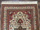 Turkish Sivas Rug 4x6, Floral Medallion, Beige Pink-Red Green, Handmade