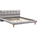 King Size Upholstered Platform Bed Frame with Cookie-Shaped Soft Headboard, Easy Assembly, Grey