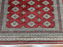 Pakistani Bokhara Rug 6x8, Fine Turkoman Carpet, Wool Handmade Vintage, Red, 6 x 8 Medium Sized Rug, Turkmen Rug