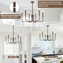 Rustic Black 6 Light Farmhouse Chandelier For Dining Room