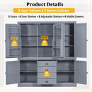 [Assembly Video Provided] TOPMAX 73'' Freestanding Wooden Kitchen Pantry Organizers and Storage Kitchen Cabinet with Drawers Cupboard with Door Shelves and Adjustable Shelves for Dining Room, Gray