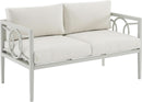 2 Piece Outdoor Coffee Table And Loveseat Set Gray Frame Creme Cushions
