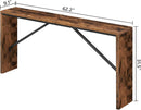 62 Inch Long Rustic Brown Console Table For Entryway