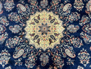 Sino Persian Kerman Rug 10x14, Blue and Beige, Floral Medallion, Fine 240 KPSI