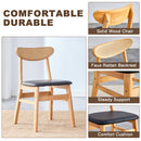 Cozy Natural Wood Color Rubberwood Dining Chair Set - 8 Pieces, Solid Wood and Rattan-Style Design, Small Curved Back, PU Cushion, And Beautiful Shape Match Perfectly With Any Room And Everyday Use.