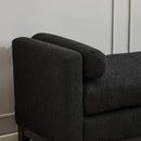Elegant Upholstered Bench, Daybed, Ottoman with Wood Legs & 2 Bolster Pillows, Black Boucle, 66.34'