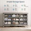 59 Inch Washed Grey Modern Farmhouse DresserWithNineDrawers
