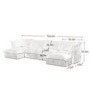 Slipcovered U Shape Sectional Wide and Deep Seat Sofa Couch, 4 Seater Sofa with French Edges Design Multiple Big Pillows, Soft Deep Seat Comfy Cloud Couch for Living Room, Apartment, Camel Corduroy