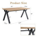 63'x35.4' Wood-Textured MDF Dining Table with Black A-Frame Legs.Density Board Sticker,Iron Pipe Spraying,Suitable for various occasions such as living rooms, kitchens, terraces, etc.