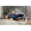 Modern Shoe Storage Bench with Hidden Storage and Upholstered Cushions for Bedside, Living Room and Entryway (Navy)