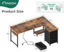 L Shaped Desk With USB Ports And 4 Drawers 53 Inch