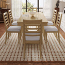 7PCs Extendable Dining Table Set, Farmhouse Extendable Table with 18' Move Leaf, 78' Rustic Wooden Kitchen Table and 6PCs Upholstered Chairs, Expanding Dining Room Table Set