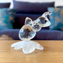 Faceted clear glass bee and leaf glass figurine living room decor