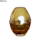 Faceted emerald blue and amber glass vase set for office desk