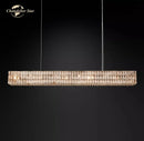 Faceted gold crystal led linear chandelier for dining room