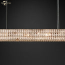 Faceted gold crystal led linear chandelier for dining room