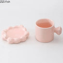 Faceted light blue porcelain coffee mug set kitchen ceramic decor