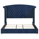 Melody Upholstered Eastern King Wingback Bed Pacific Blue