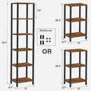 Six Tier Tall Bookshelf Narrow Rustic Brown Bookcase