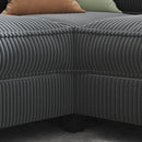 L-shaped 4-seater 105.5''*66.5'' corduroy sofa, large storage armrests with center console, USB charging, left and right seats can be switched, 2 packages of 130