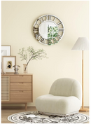 24' Large Wall Clock Decorative, Mirrored Wall Clock for Living Room Decor, Big Silver Modern Wall Clocks Decor, Hour and Minute Hand, Battery Operated