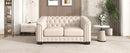 Modern Velvet Upholstered Loveseat Sofa with Thick Removable Seat Cushion, Beige, 64.3 Inches