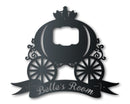 Custom Metal Fairytale Carriage Wall Art | Girls Princess Sign | Indoor Outdoor | Up to 46" | Over 20 Color Options