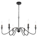 Farmhouse black 6-light chandelier dining room candle fixture
