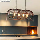 Farmhouse black metal birdcage light fixture for dining room ceiling