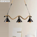 Farmhouse black metal & rope pendant light – dining room 110v-120v