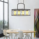 Farmhouse black oblong mesh shade ceiling light dining room chandelier