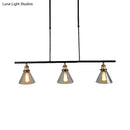 Farmhouse cone black and brass clear glass 3 light kitchen pendant