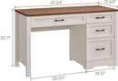 White Farmhouse Executive Desk With Storage And File Drawer
