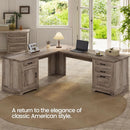 Grey L Shaped Desk With Power Outlet For Home Office